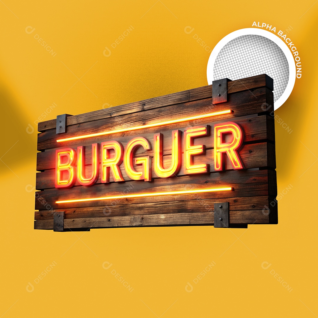 Burguer Selo 3D para Composição PSD