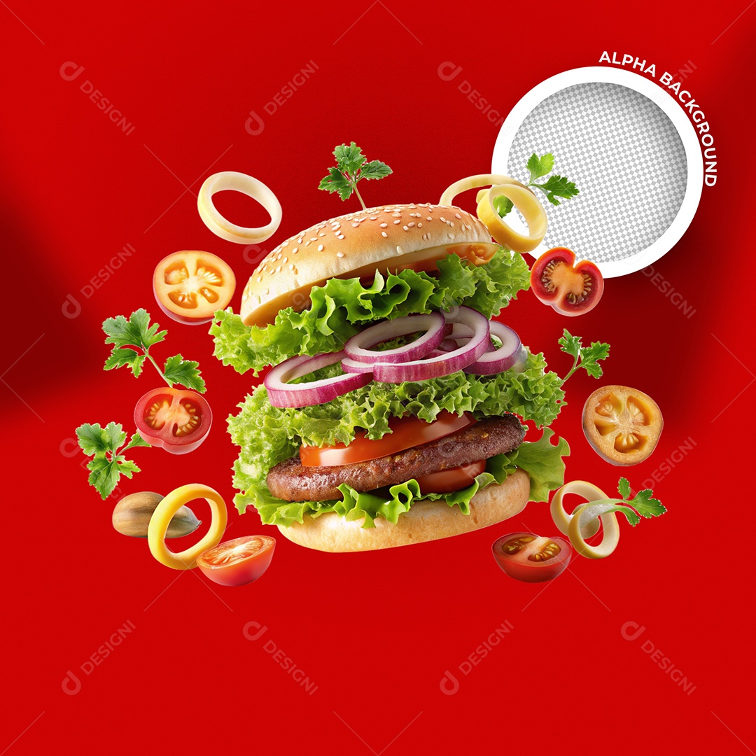 Hambúrguer Elemento 3D para Composição PSD