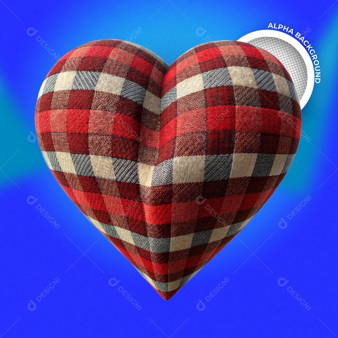 Coração de Tecido Elemento 3D para Composição PSD