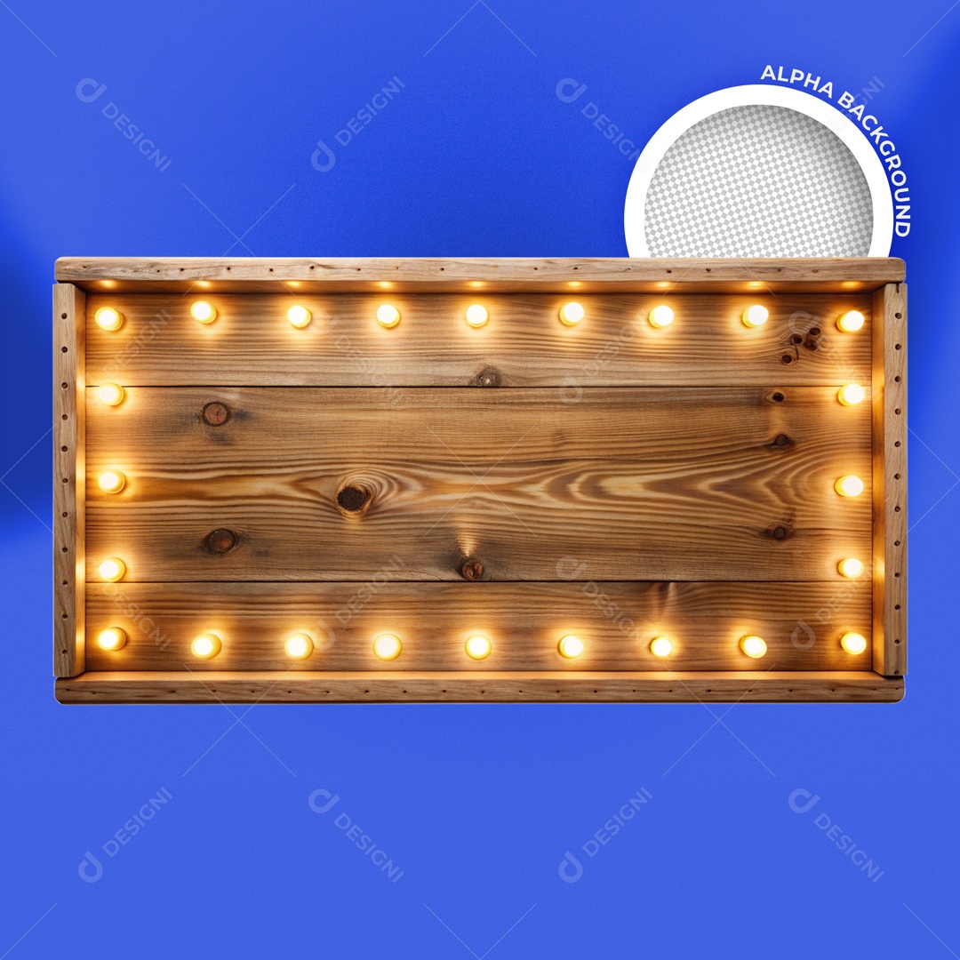 Placa de Madeira com LED Elemento 3D para Composição PSD