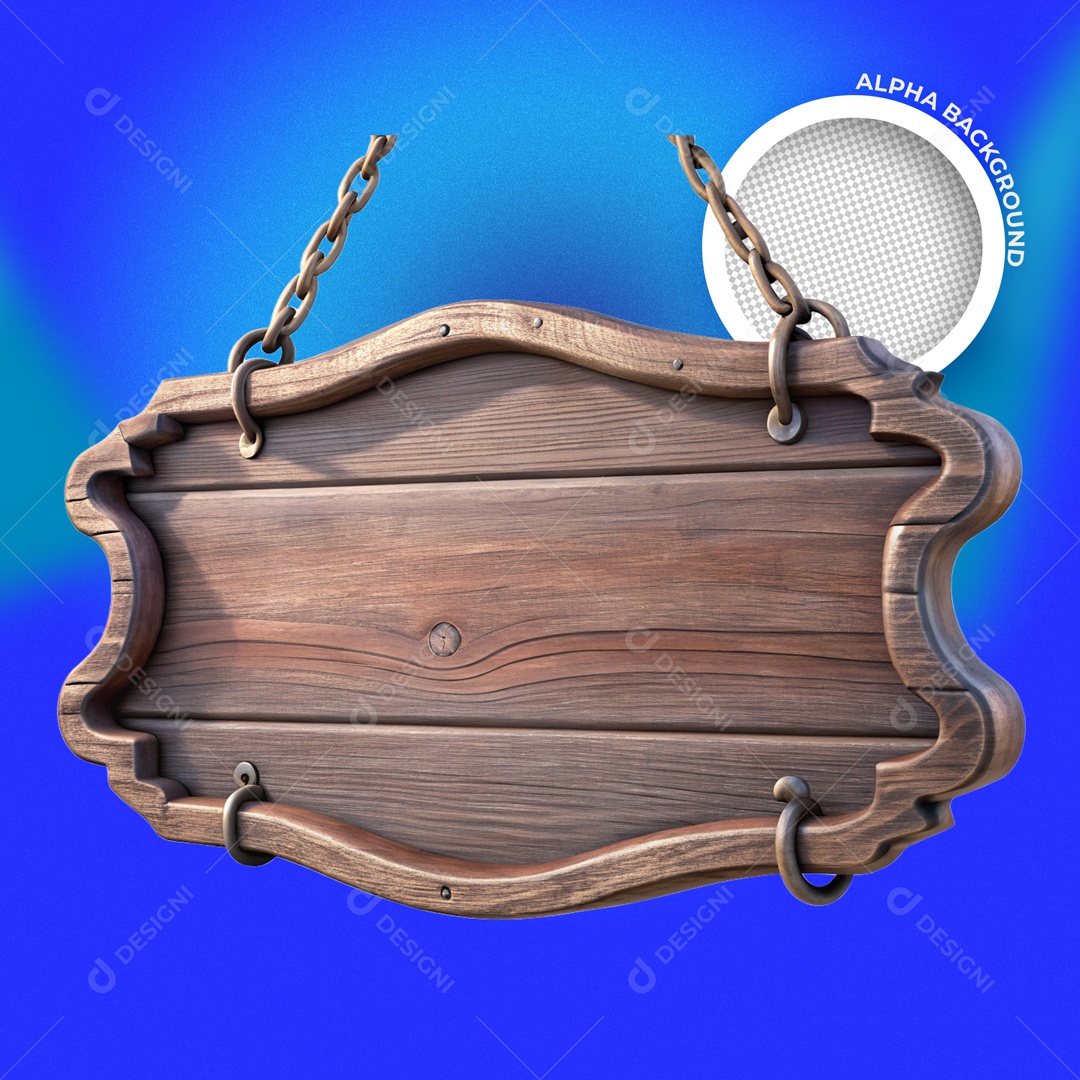 Placa de Madeira Elemento 3D para Composição PSD