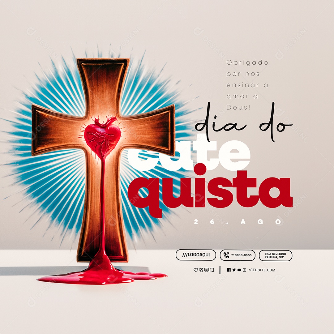 Dia do Catequista 26 de Agosto Obrigado por Nós Social Media PSD Editável