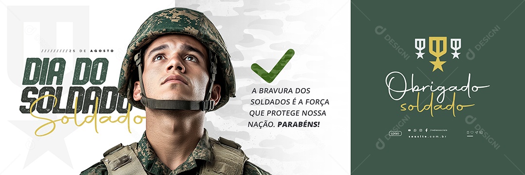 Carrossle Dia do Soldado 25 de Agosto Obrigado Social Media PSD Editável