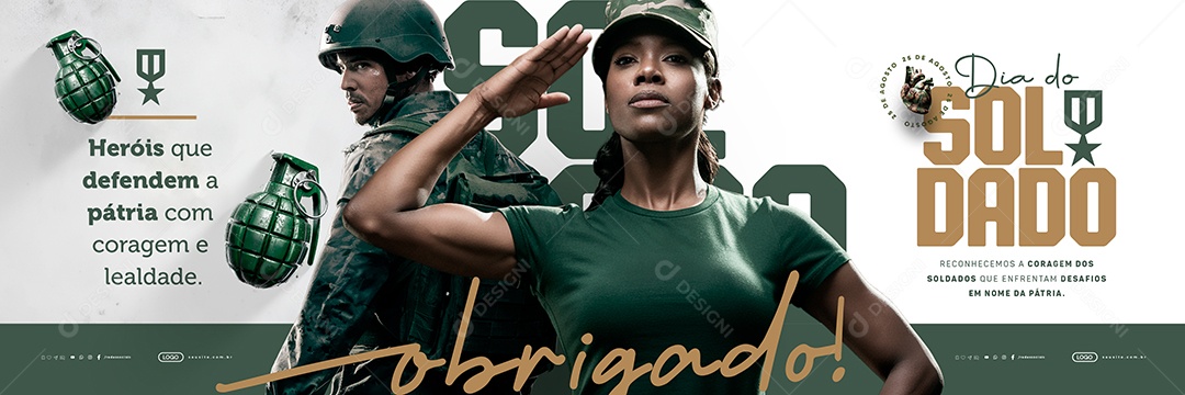 Dia do Soldado 25 de Agosto Heróis que Defendem Social Media PSD Editável