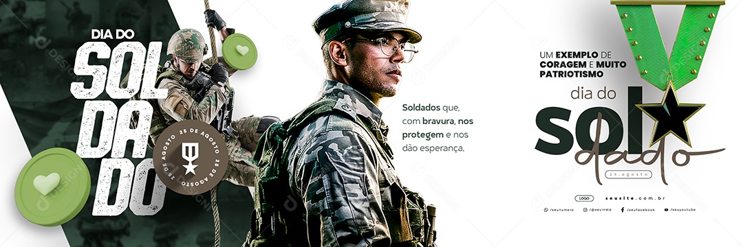 Carrossel Dia do Soldado 25 de Agosto  Social Media PSD Editável