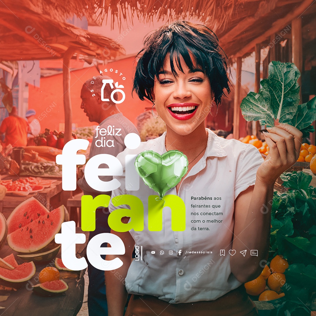 Feliz Dia do Feirante 25 de Agosto Social Media PSD Editável