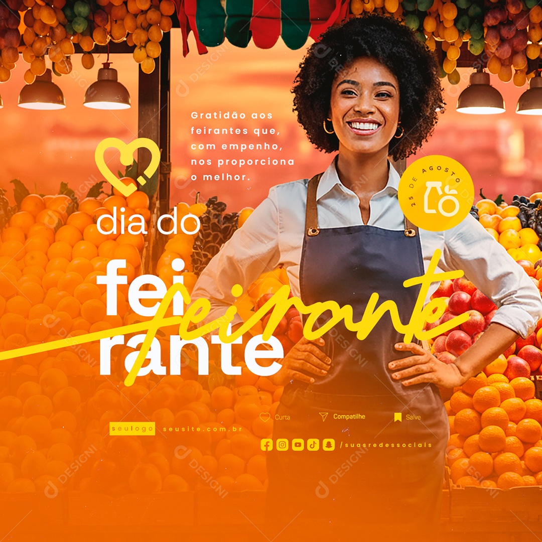 Dia do Feirante 25 de Agosto Gratidçao Social Media PSD Editável