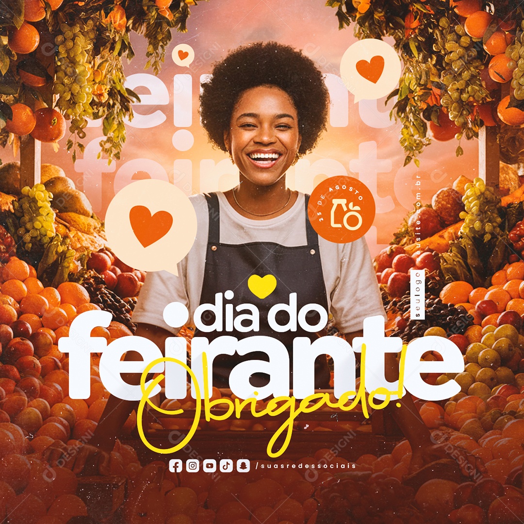 Dia do Feirante 25 de Agosto Obrigado Social Media PSD Editável