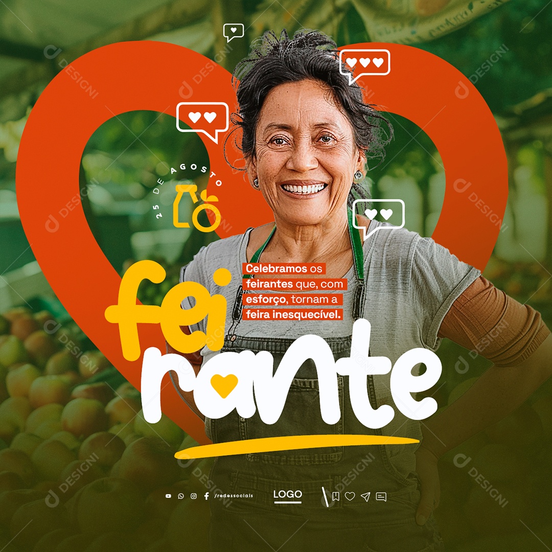 Dia do Feirante 25 de Agosto Celebramos Social Media PSD Editável