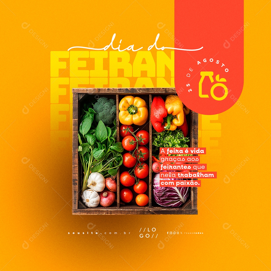 Dia do Feirante 25 de Agosto A Feira é Vida Social Media PSD Editável