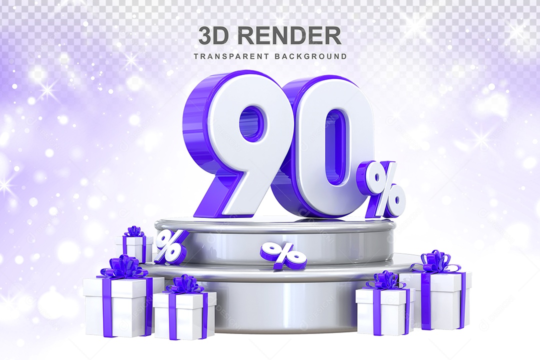 Pódio de Número Roxo 90% Elemento 3D para Composição PSD