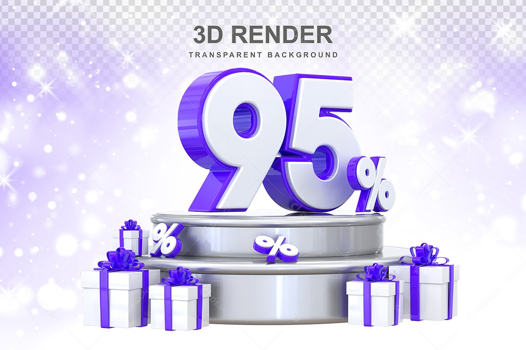 Pódio de Número Roxo 95% Elemento 3D para Composição PSD