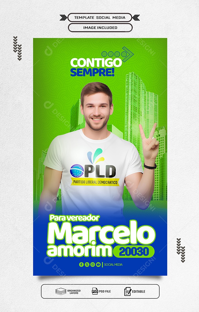 Story Política Vereador Marcelo Amorin Social Media PSD Editável