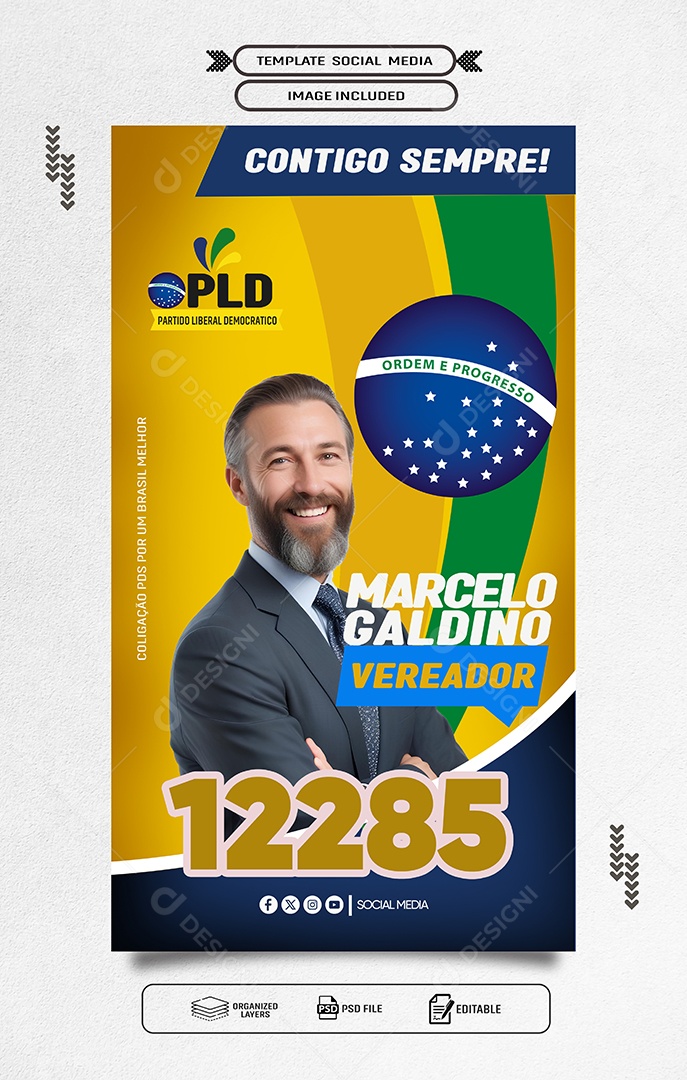 Story Política Marcelo Galdino Vereador Social Media PSD Editável