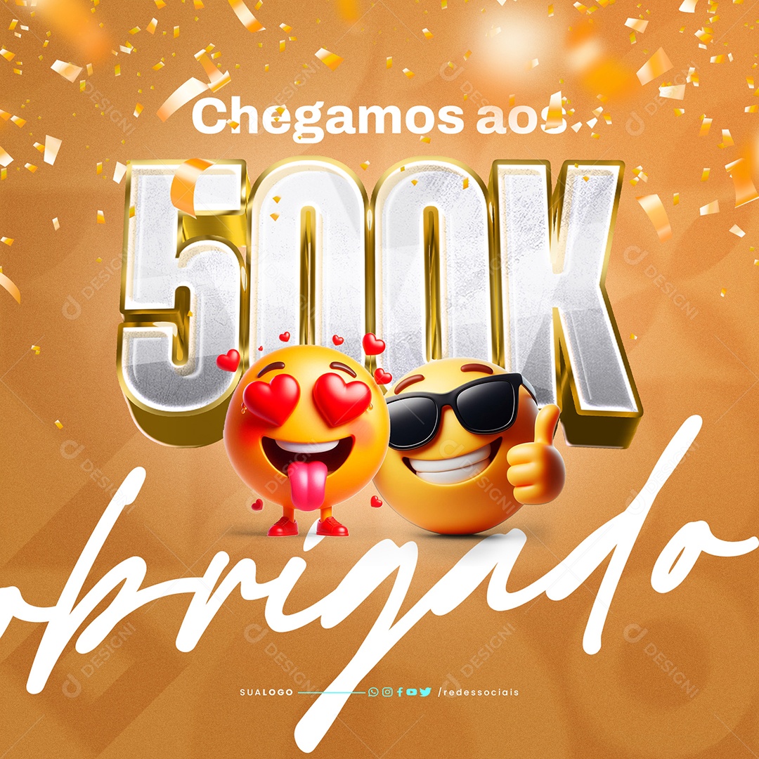 Chegamos aos 500k de Seguidores Social Media PSD Editável