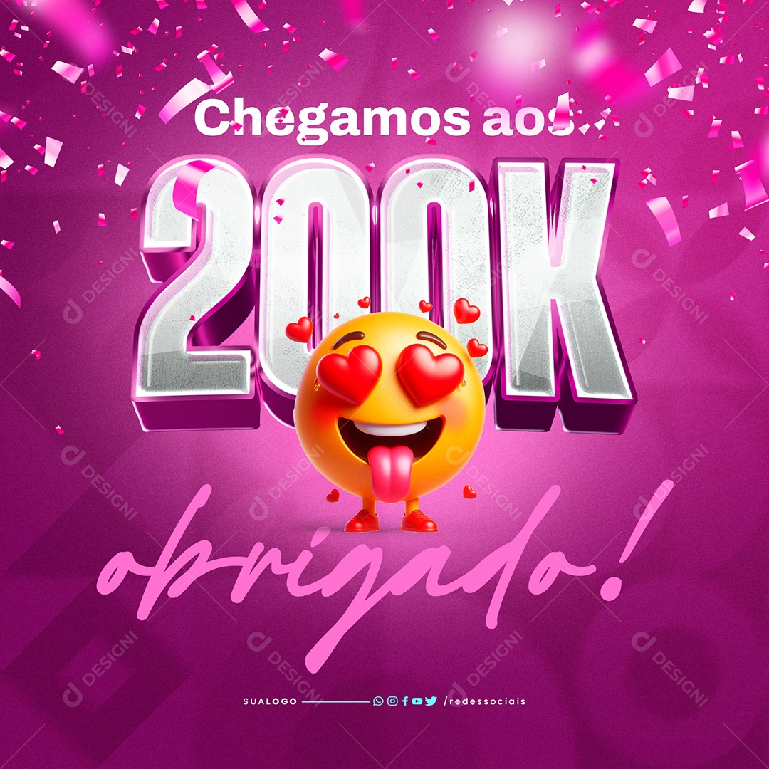 Chegamos aos 200k de Seguidores Social Media PSD Editável