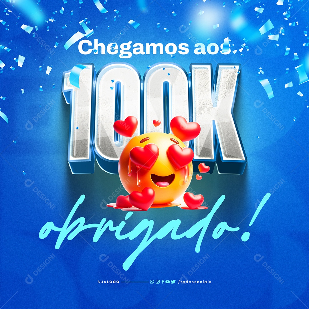 Chegamos aos 100k de Seguidores Social Media PSD Editável
