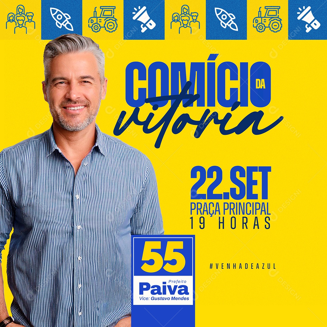 Pack Político Comício da Vitória Social Media PSD Editável