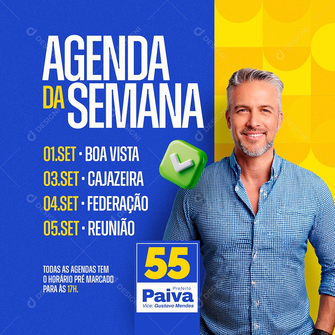 Pack Político Agenda da Semana Social Media PSD Editável