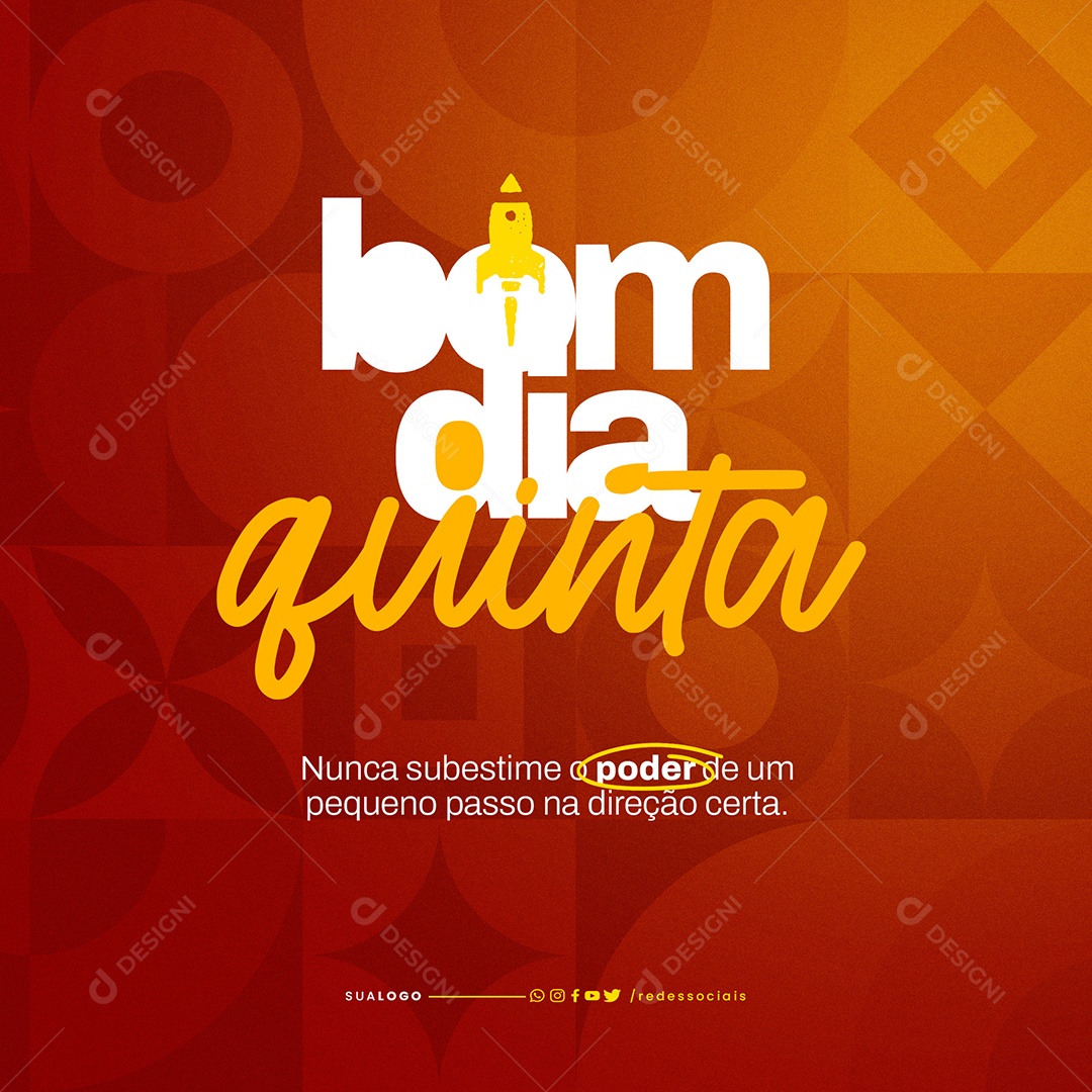 Frase Motivacional Bom Dia Quinta Social Media PSD Editável
