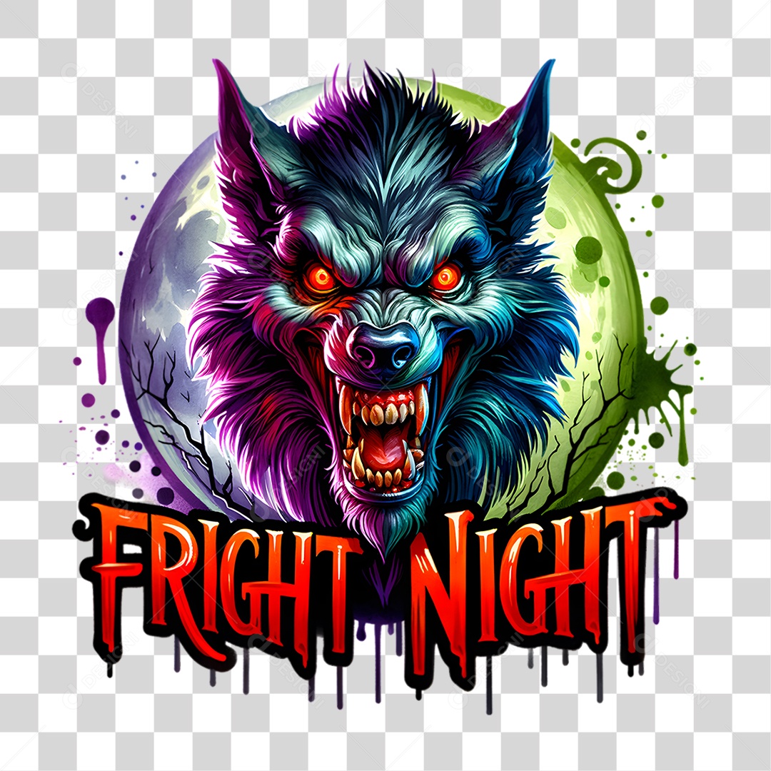 Elemento 3D Halloween Lobo Assustador PNG Transparente