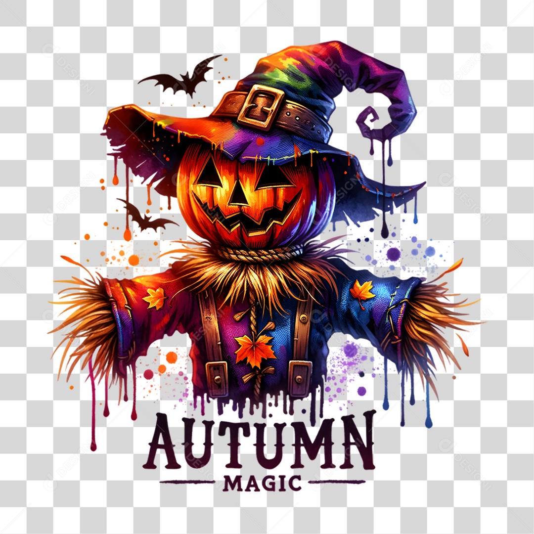 Elemento 3D Halloween Espantalho PNG Transparente