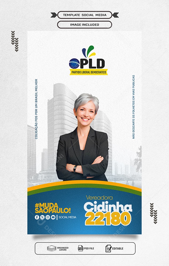 Story Política Vereadora Cidinha Social Media PSD Editável