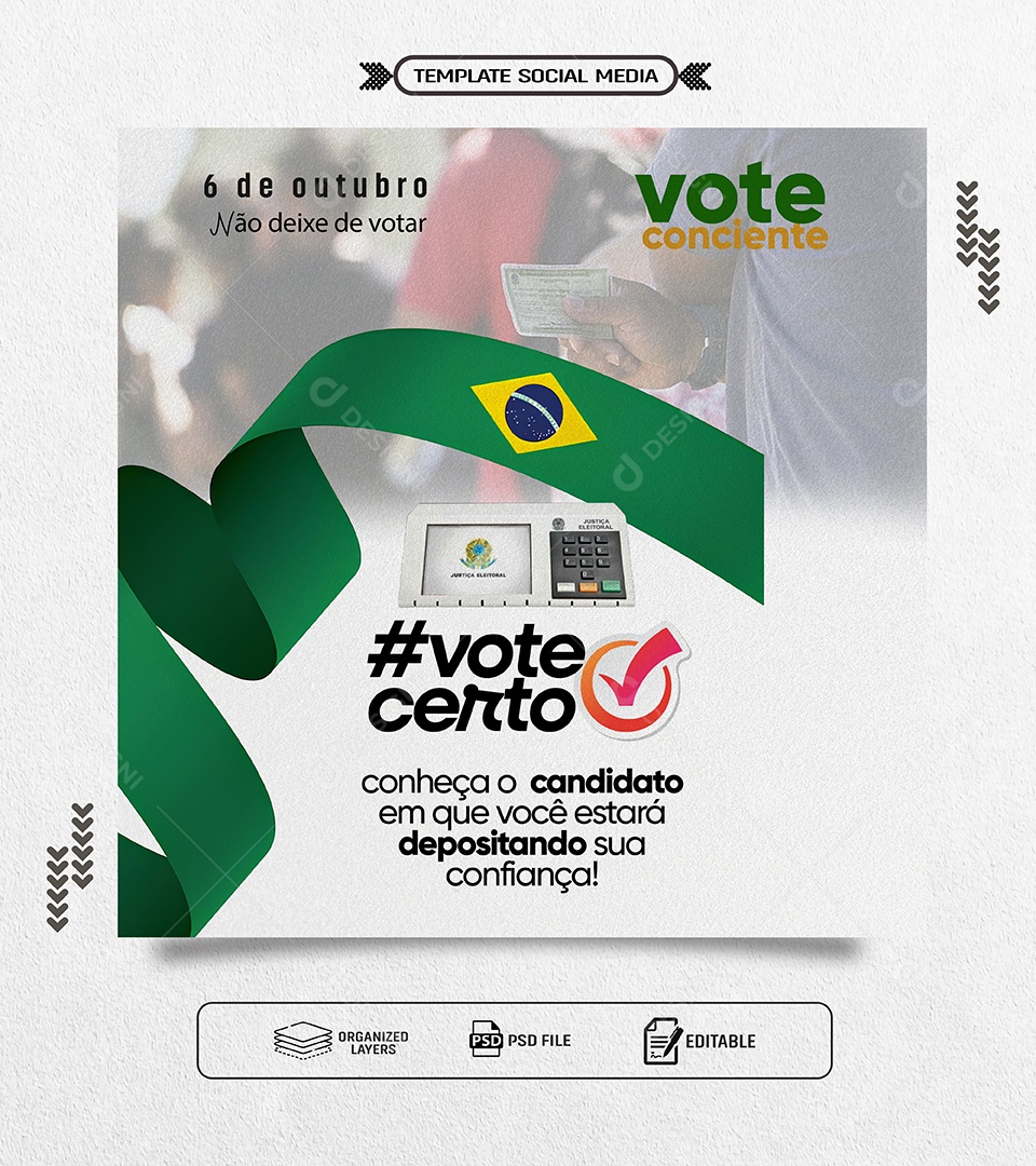 Política Vote Certo Social Media PSD Editável