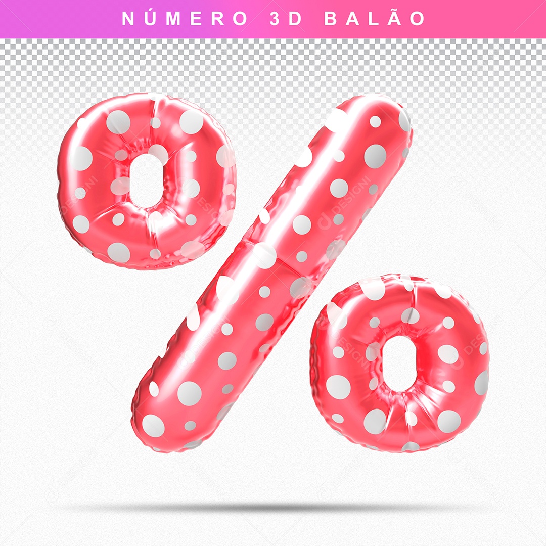 Elemento 3D Porcentagem Símbolo Vermelho para Composição PSD