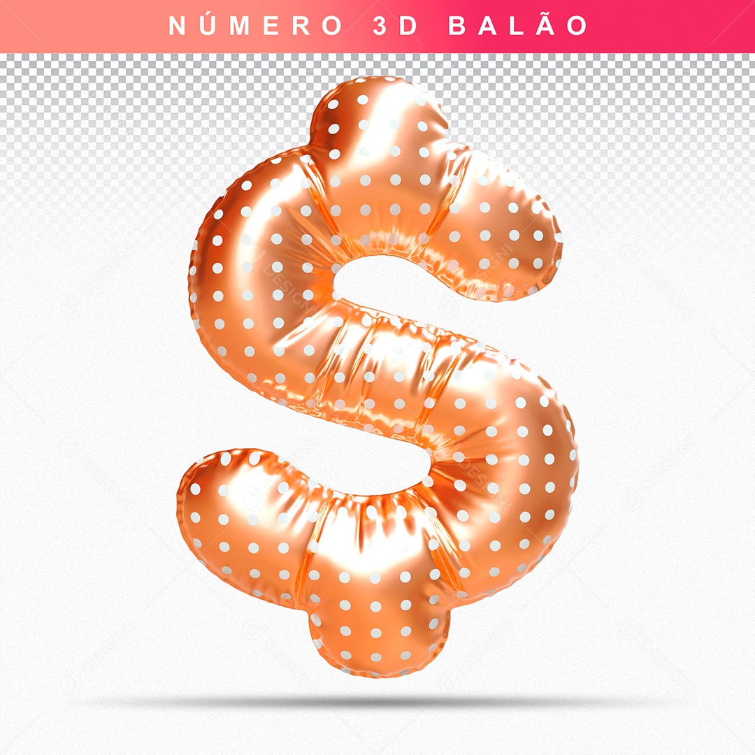 Elemento 3D Cifrão Balão Dourado Para Composição PSD