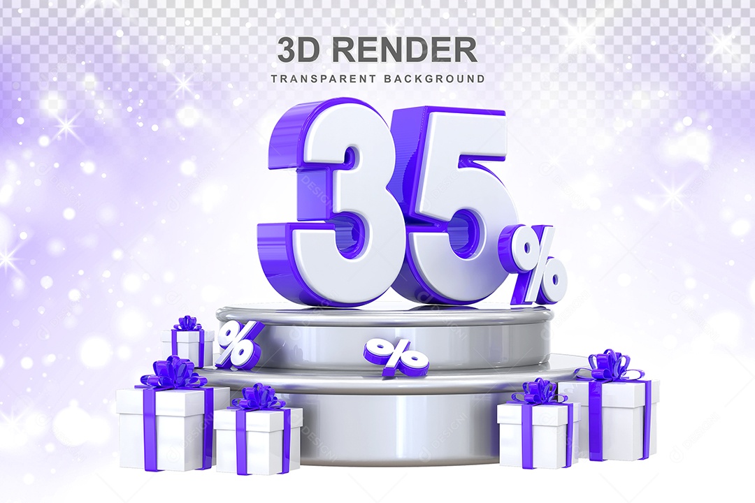 Purple Number Podium 35% 3D Element for PSD Composition