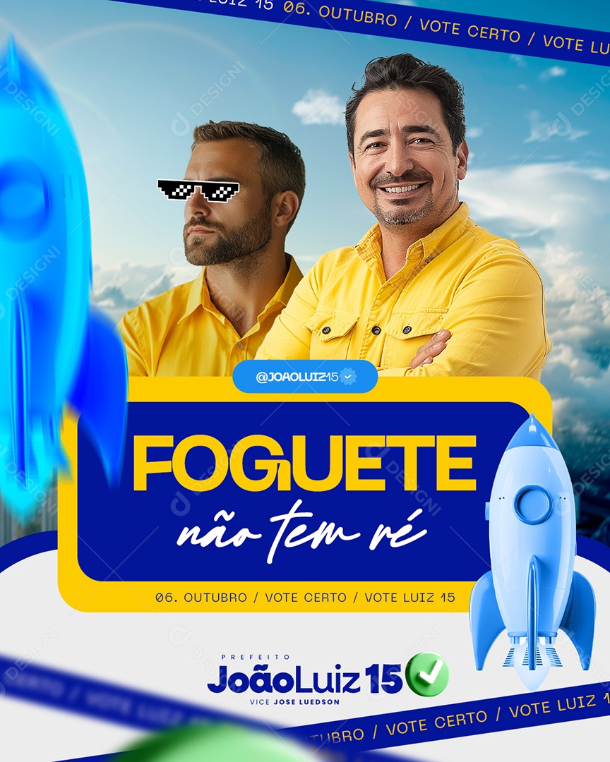 Política Foguete não tem Ré Social Media PSD Editável
