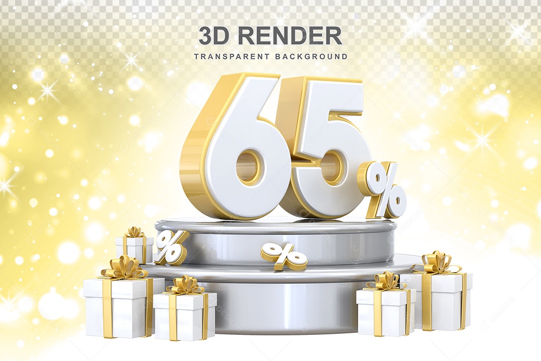 Pódio de Número 65% Elemento 3D para Composição PSD
