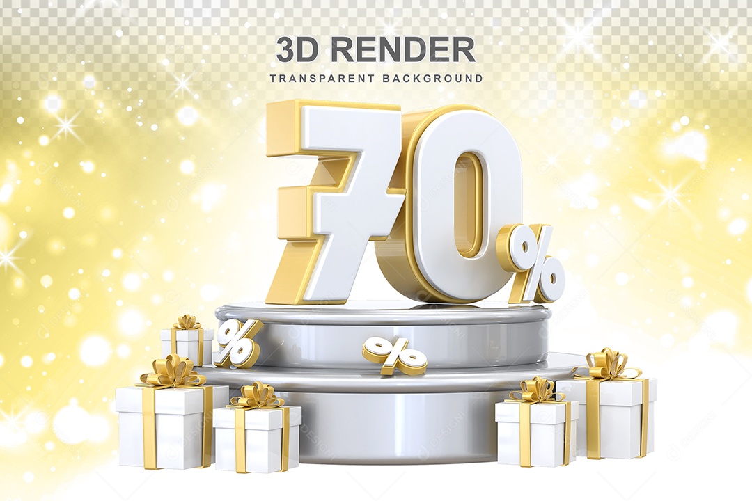 Pódio de Número 70% Elemento 3D para Composição PSD