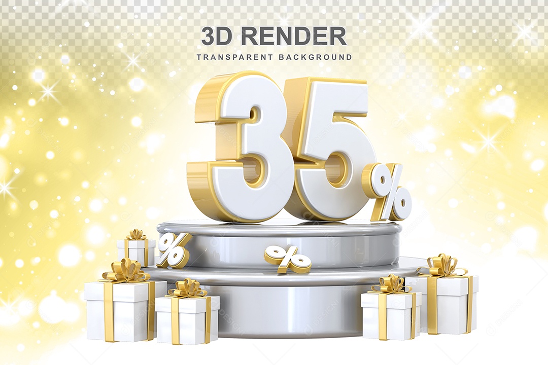 Pódio de Número 35% Elemento 3D para Composição PSD