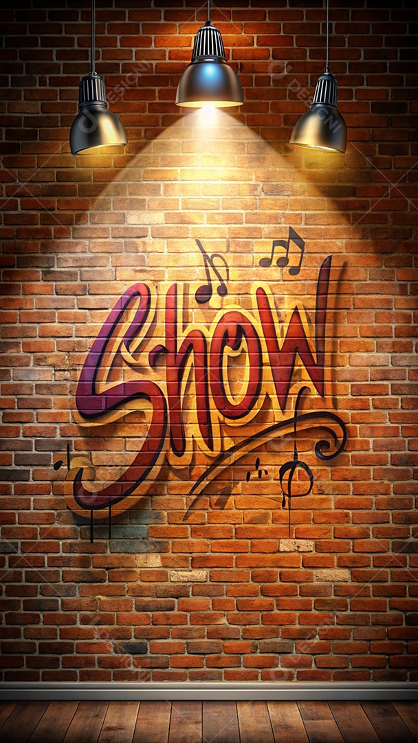 Background de uma parede com gráfite desenhos de música