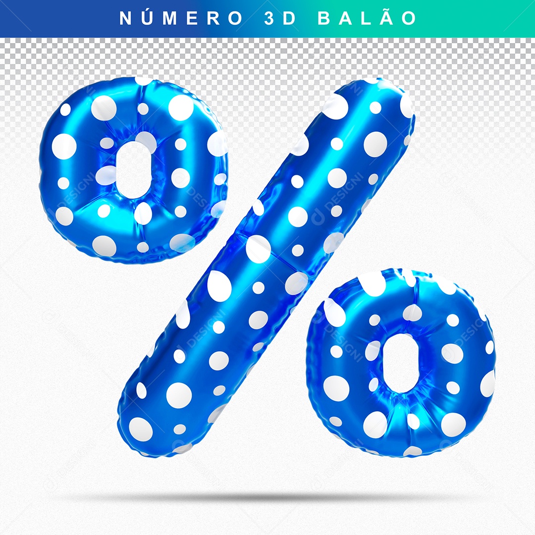 3D Element Percentage Blue Symbol for PSD Composition