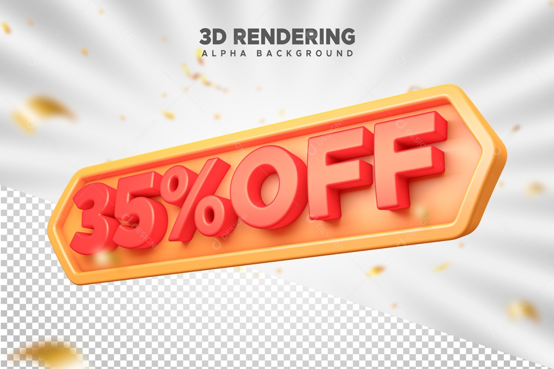 Desconto 35% OFF Elemento 3D Vermelho para Composição PSD