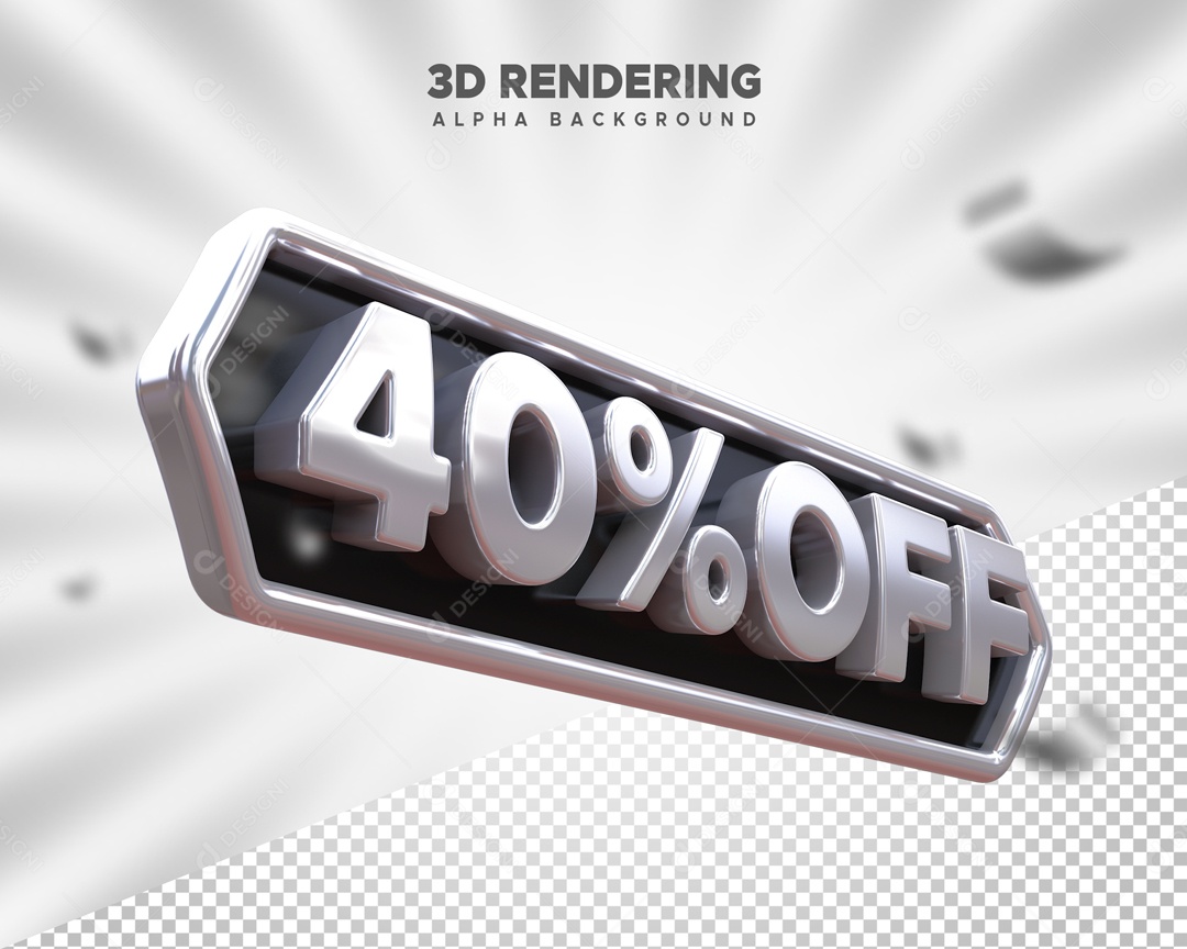 Desconto 40% OFF Elemento 3D para Composição PSD