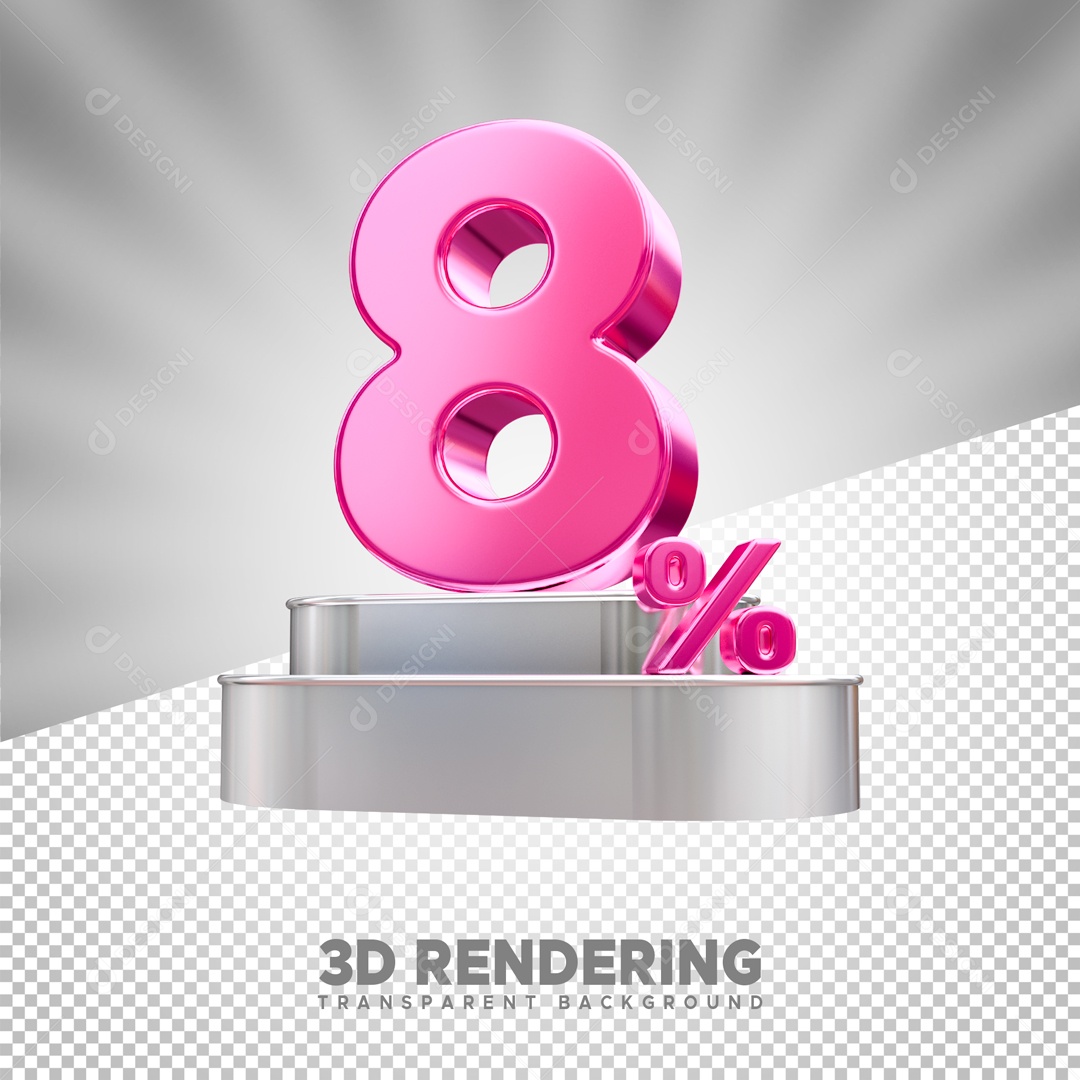 Discount 8% 3D Element for PSD Composition