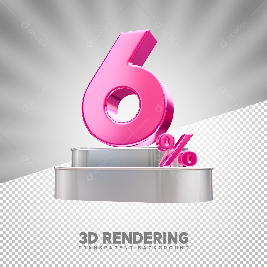 Desconto 6% Elemento 3D para Composição PSD