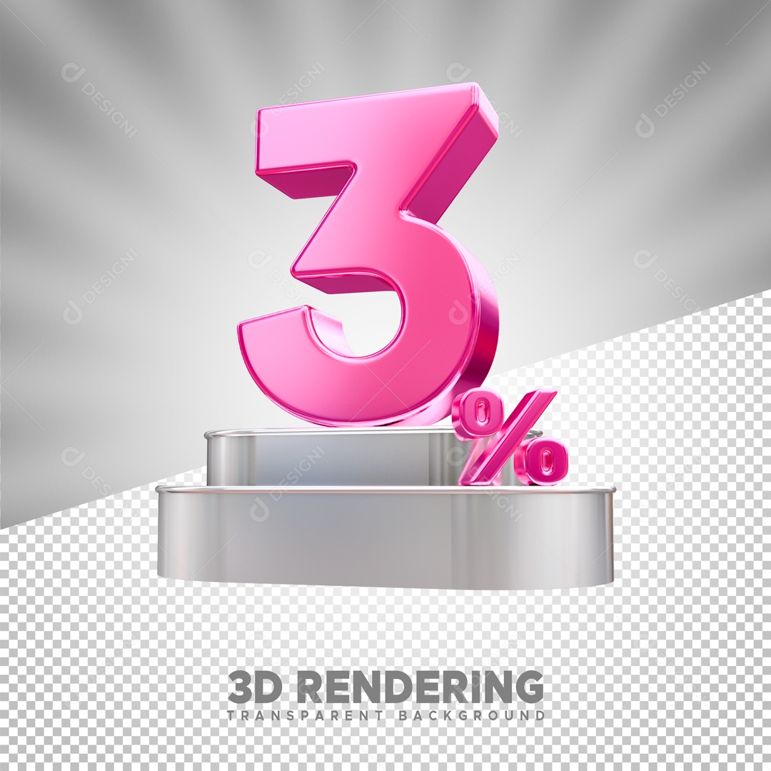 Desconto 3% Elemento 3D para Composição PSD