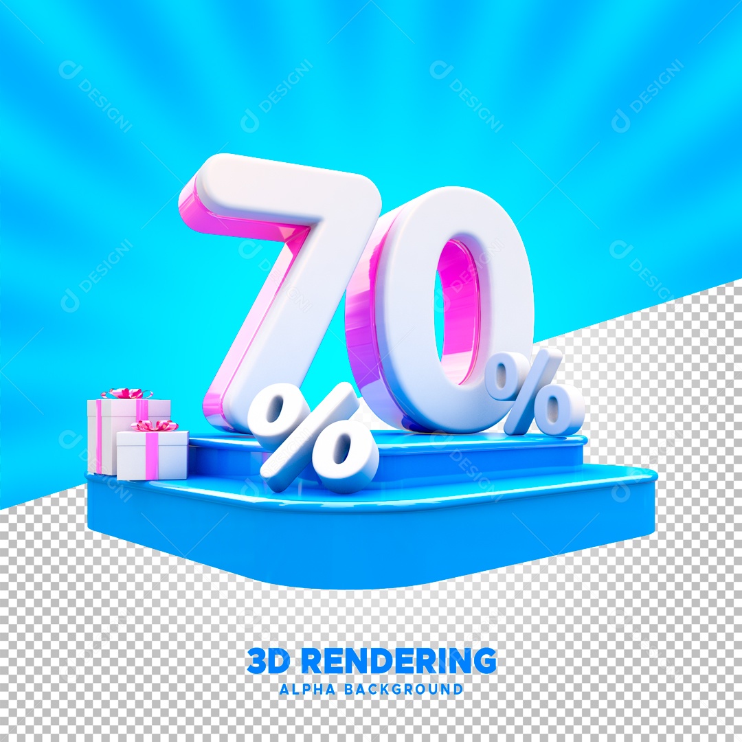 Desconto 70% Elemento 3D Branco e Rosa para Composição PSD