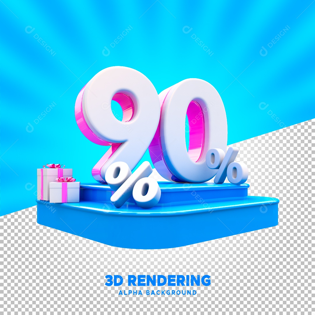 Desconto 90% Elemento 3D Branco e Rosa para Composição PSD