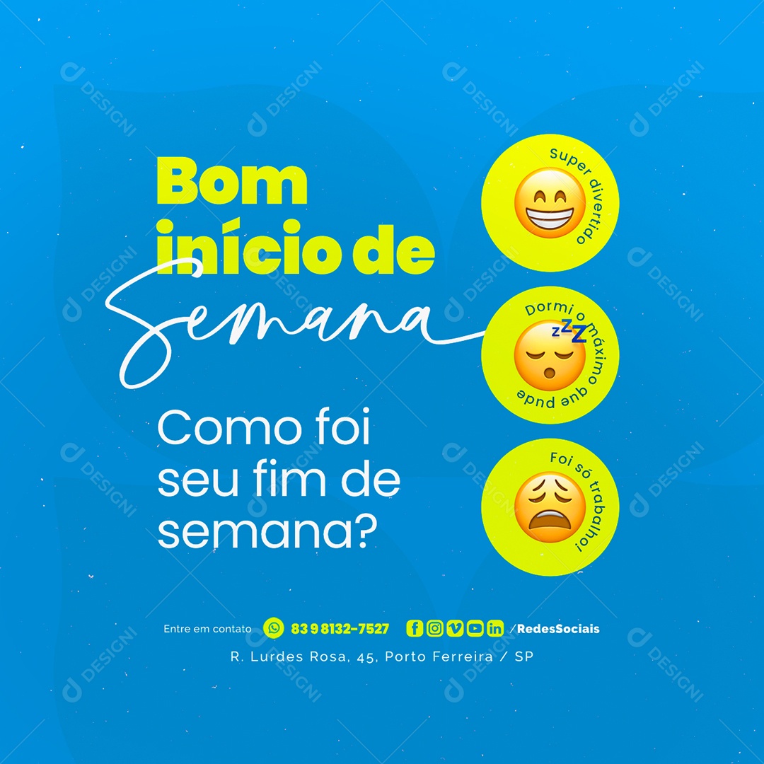 Enquete Frase Motivacional BOm Início de Semana Social Media PSD Editável