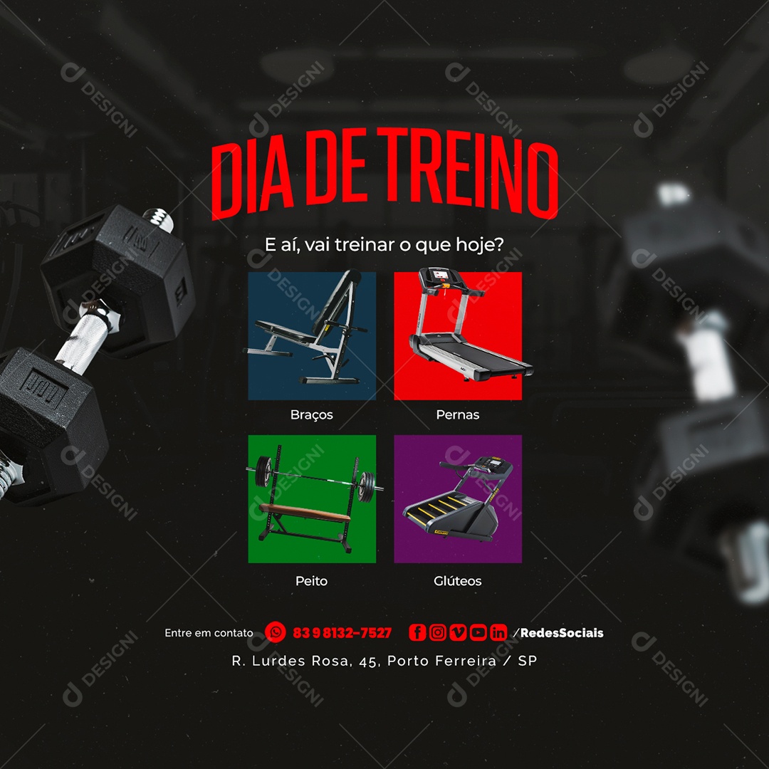 Enquete Academia Dia de Treino Social Media PSD Editável