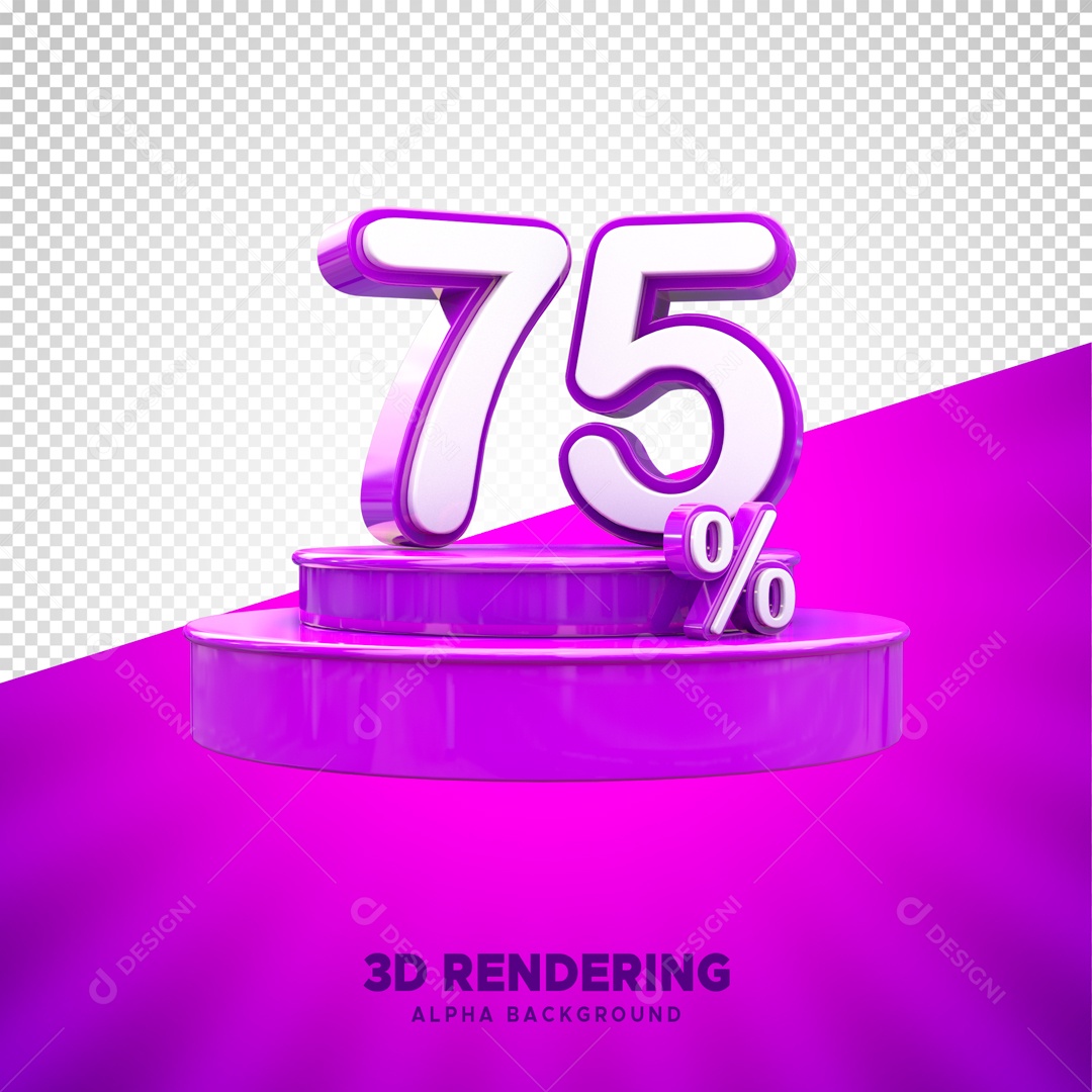 Desconto de 75% Elemento 3D Roxo e Branco para Composição PSD