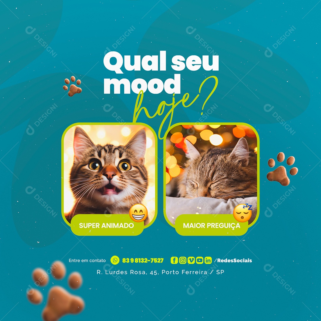 Enquete Pet Shop Qual seu Mood Hoje Social Media PSD Editável