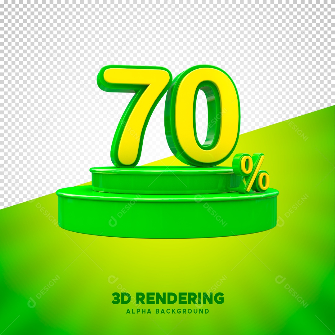 Desconto de 70% Elemento 3D Verde e Amarelo para Composição PSD