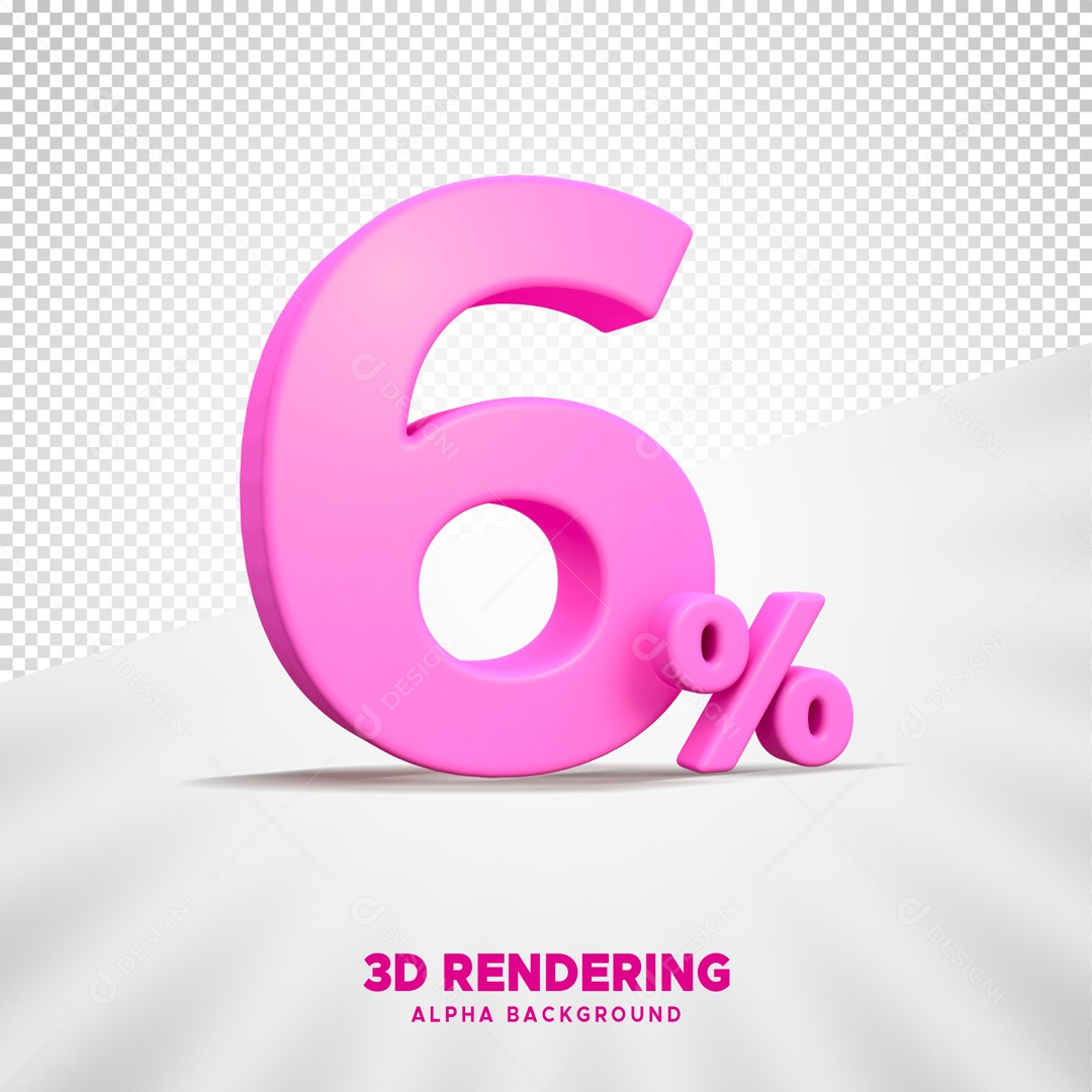 Desconto 6% Elemento 3D Rosa para Composição PSD